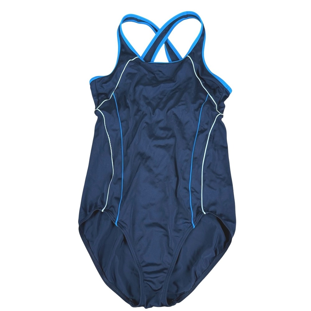 Lands' End Women Swimsuit Size 10L One Piece Modest Retro Vacation Beach Pool